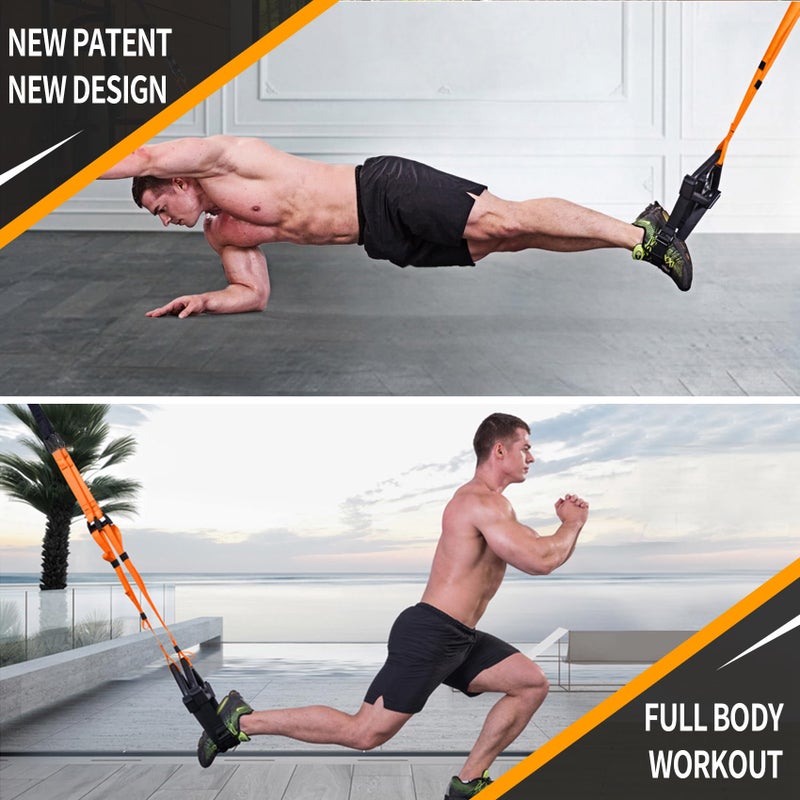 Moulyan Bodyweight Resistance Training Straps,Suspension Training straps Complete Home Gym Fitness Trainer kit for Full-Body Workout Easy Setup Gym Home Outdoors - Image 3